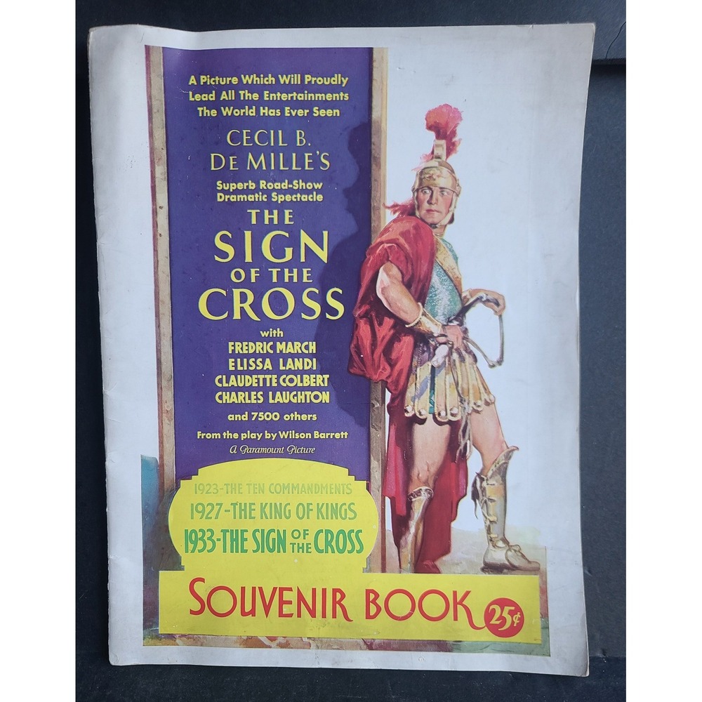 The Sign of the Cross Vintage 1932 Movie Souvenir Program Cecil B DeMille‎ VIDEO